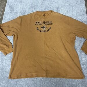 New Orleans Saints Shirt Mens XL Brown NFL Football Thermal Long Sleeve